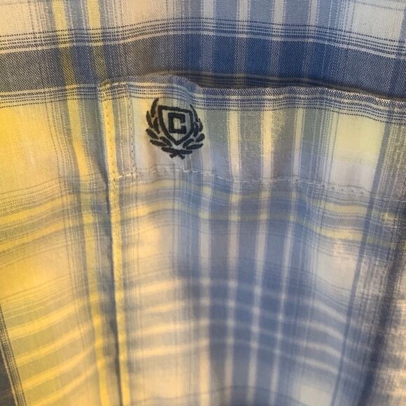 Pre Owned Men’s Chaps Blue Yellow Short Sleeve Button Up Sz XXL Classic Style - Picture 13 of 15